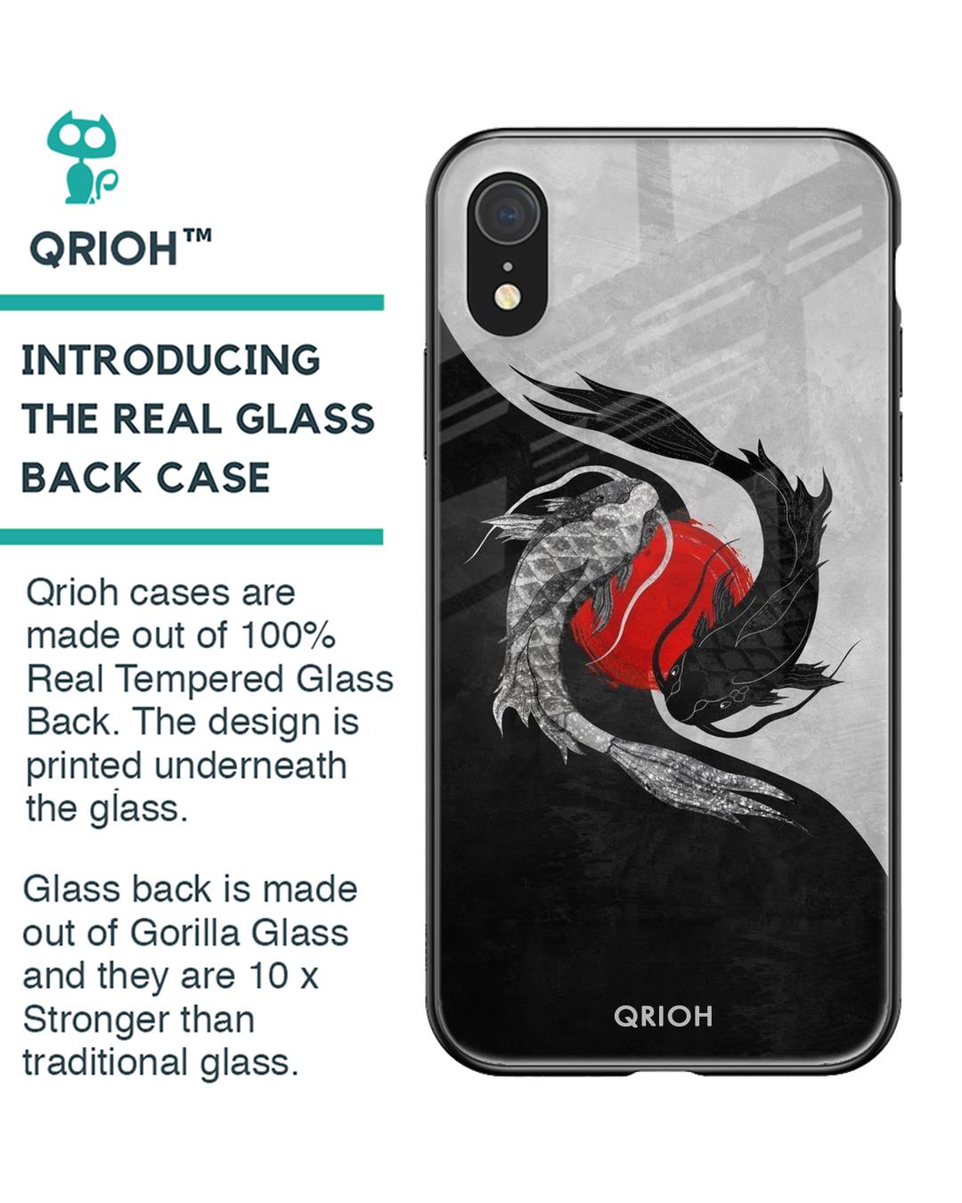Shop Japanese Art Printed Premium Glass Cover For iPhone XR (Impact Resistant, Matte Finish)-Back