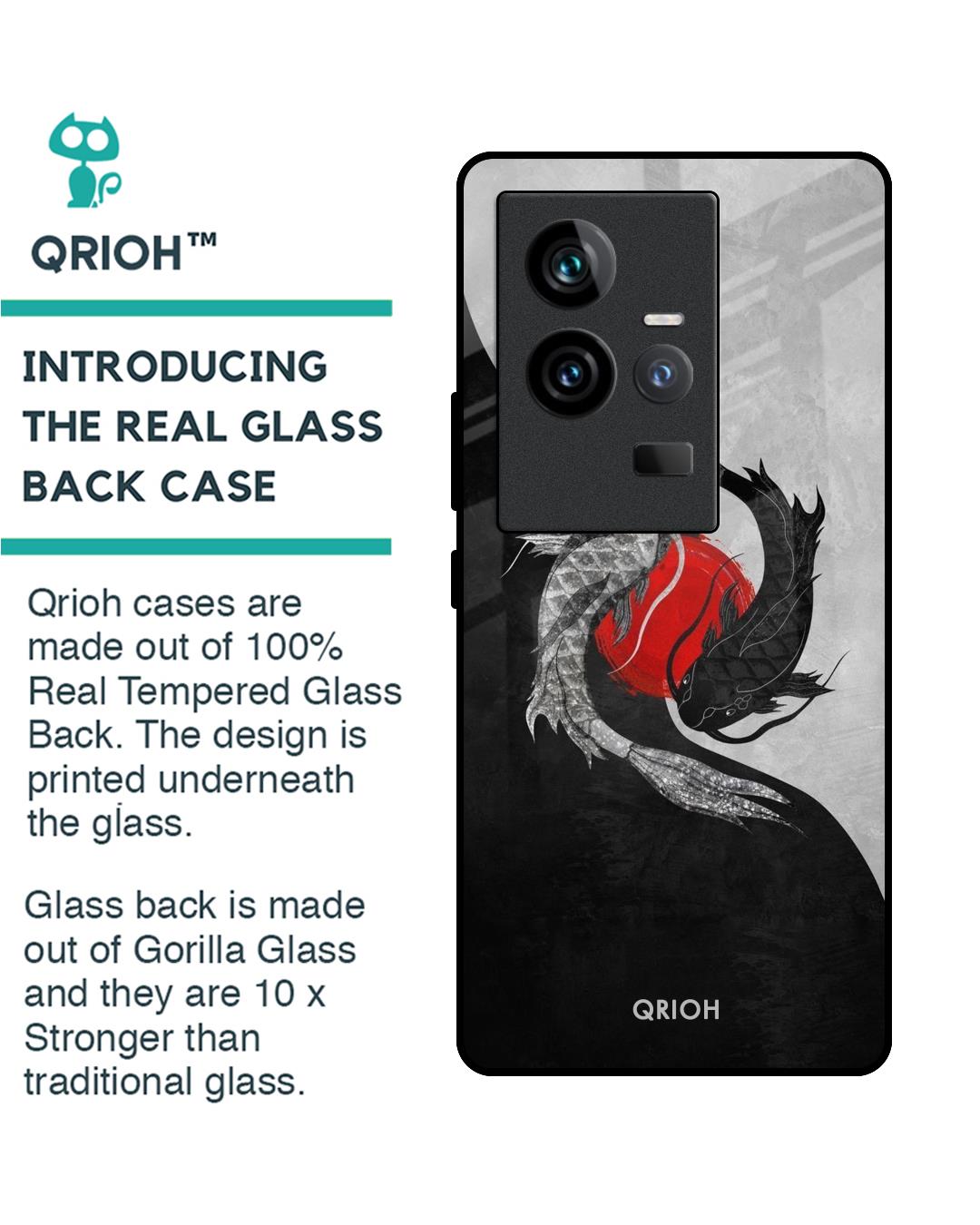Shop Japanese Art Printed Premium Glass Case for Vivo iQOO 11 (Shock Proof,Scratch Resistant)-Back