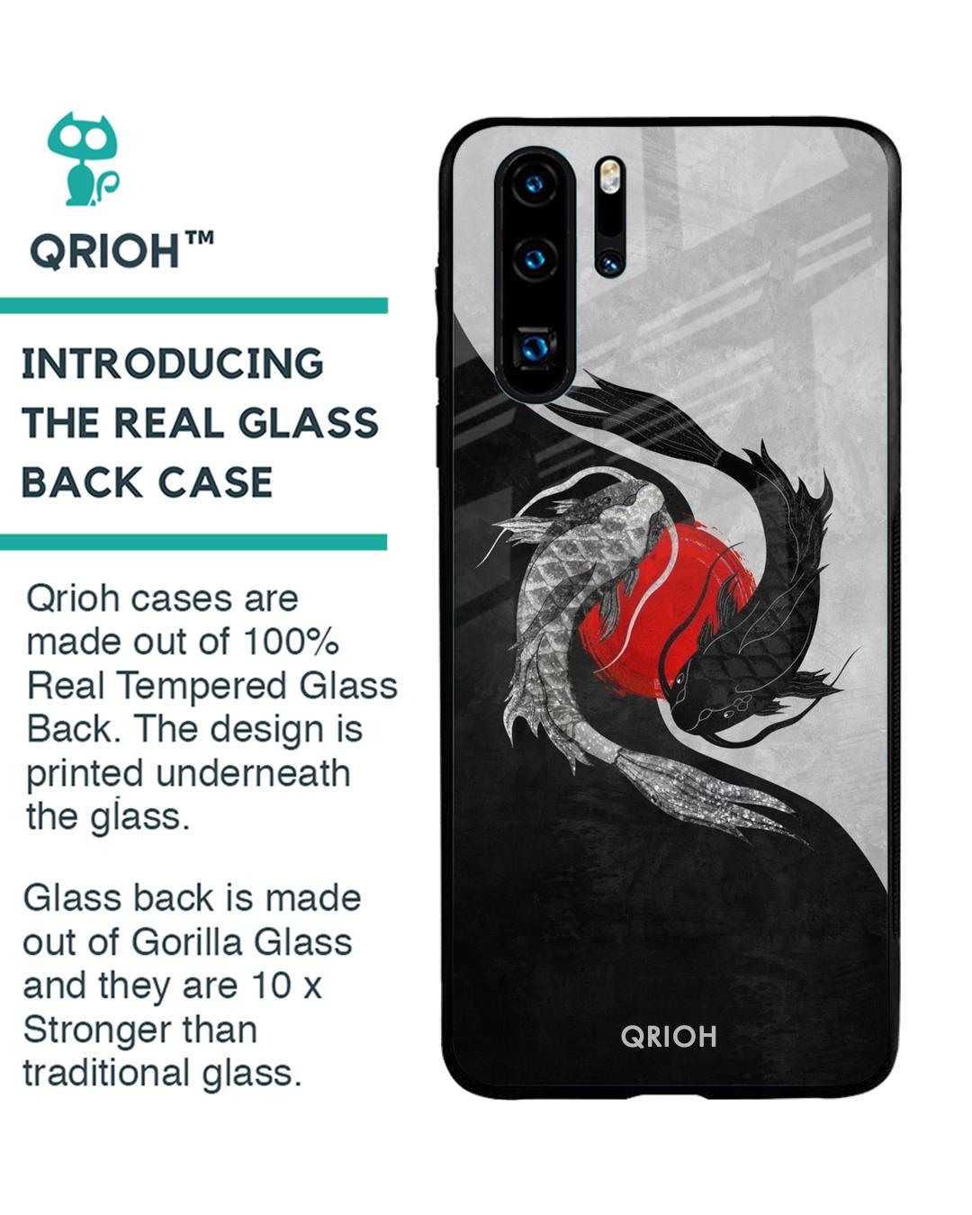 Shop Japanese Art Printed Premium Glass Cover For Huawei P30 Pro (Impact Resistant, Matte Finish)-Back