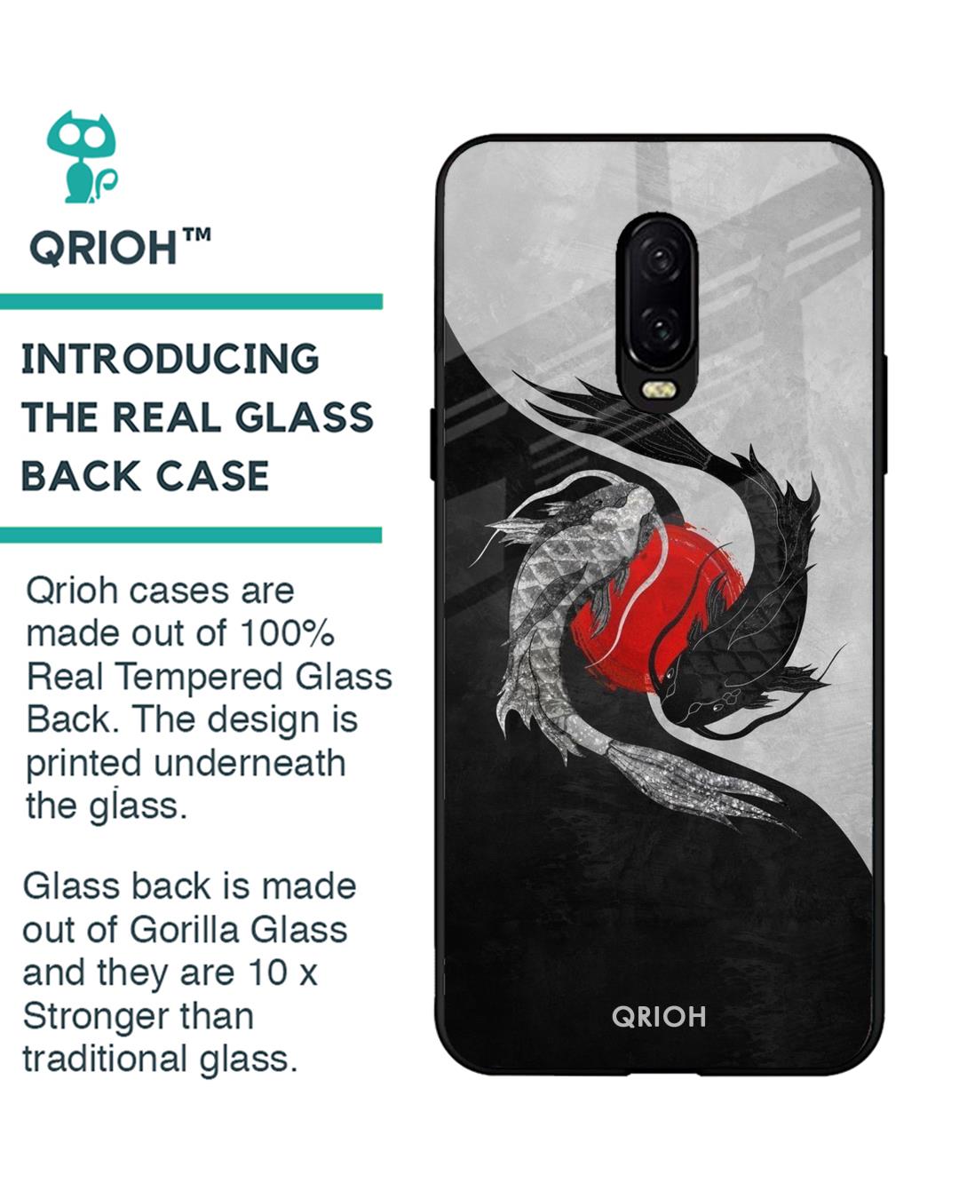 Shop Japanese Art Printed Premium Glass Cover For OnePlus 6T (Impact Resistant, Matte Finish)-Back