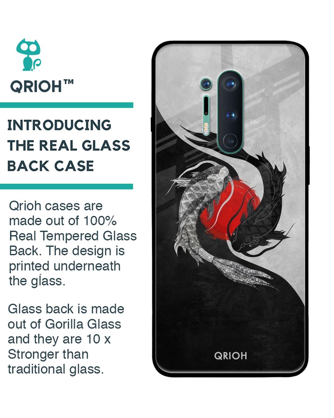 Shop Japanese Art Printed Premium Glass Cover For OnePlus 8 Pro (Impact Resistant, Matte Finish)-Back