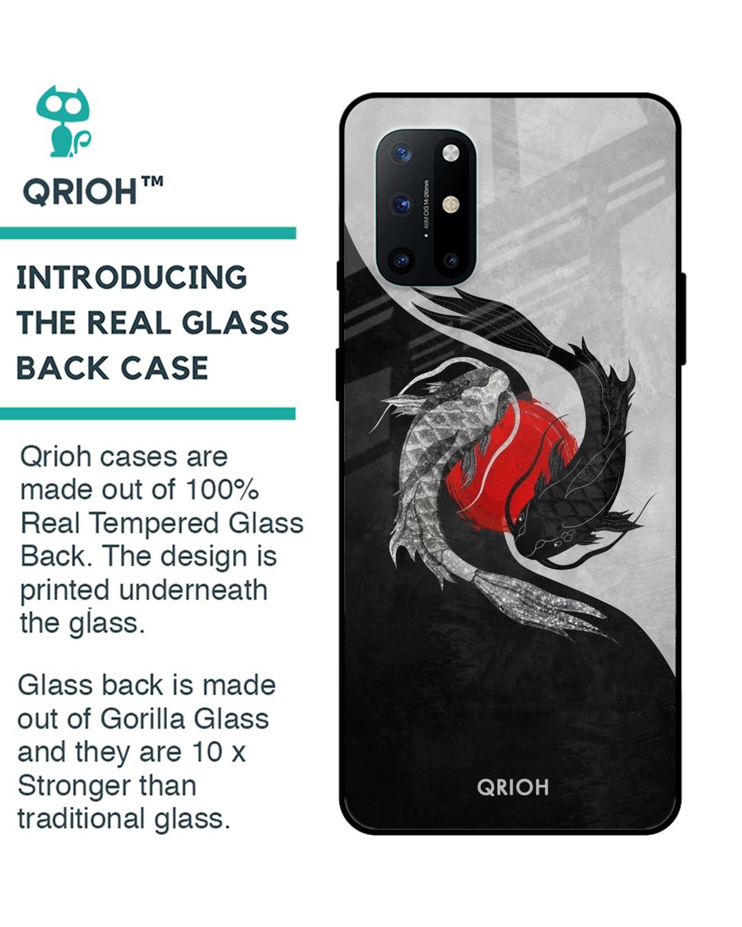 Shop Japanese Art Printed Premium Glass Cover For OnePlus 8T (Impact Resistant, Matte Finish)-Back