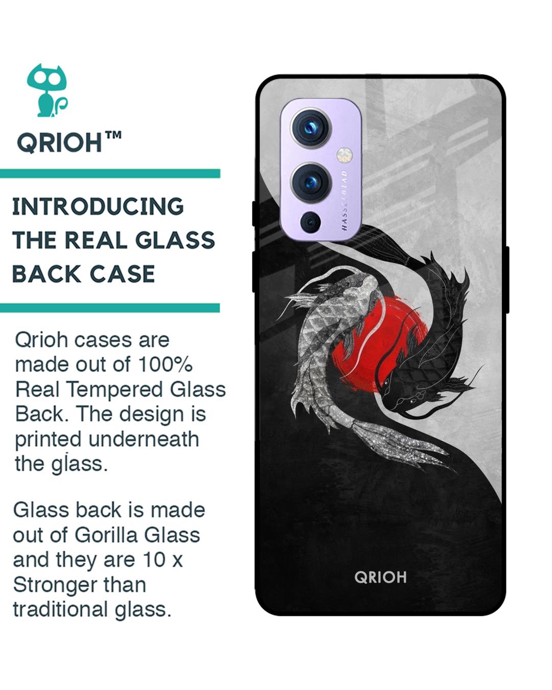 Shop Japanese Art Printed Premium Glass Cover For OnePlus 9 (Impact Resistant, Matte Finish)-Back