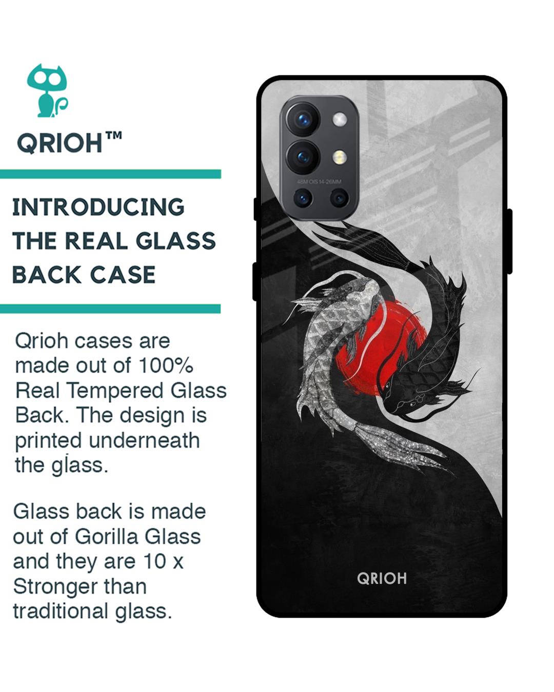 Shop Japanese Art Printed Premium Glass Cover For OnePlus 9R (Impact Resistant, Matte Finish)-Back