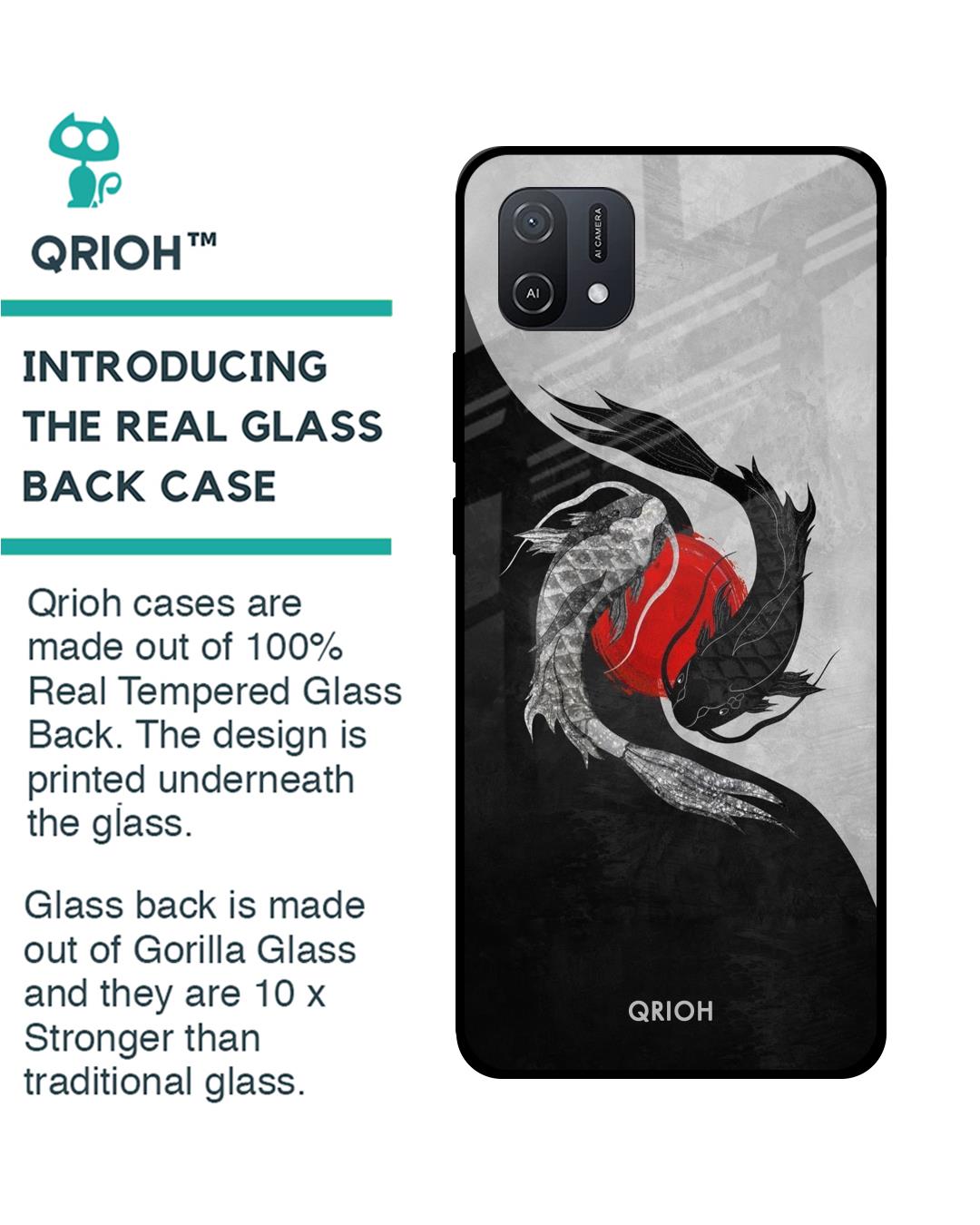 Shop Japanese Art Printed Premium Glass Cover For Oppo A16K (Impact Resistant, Matte Finish)-Back