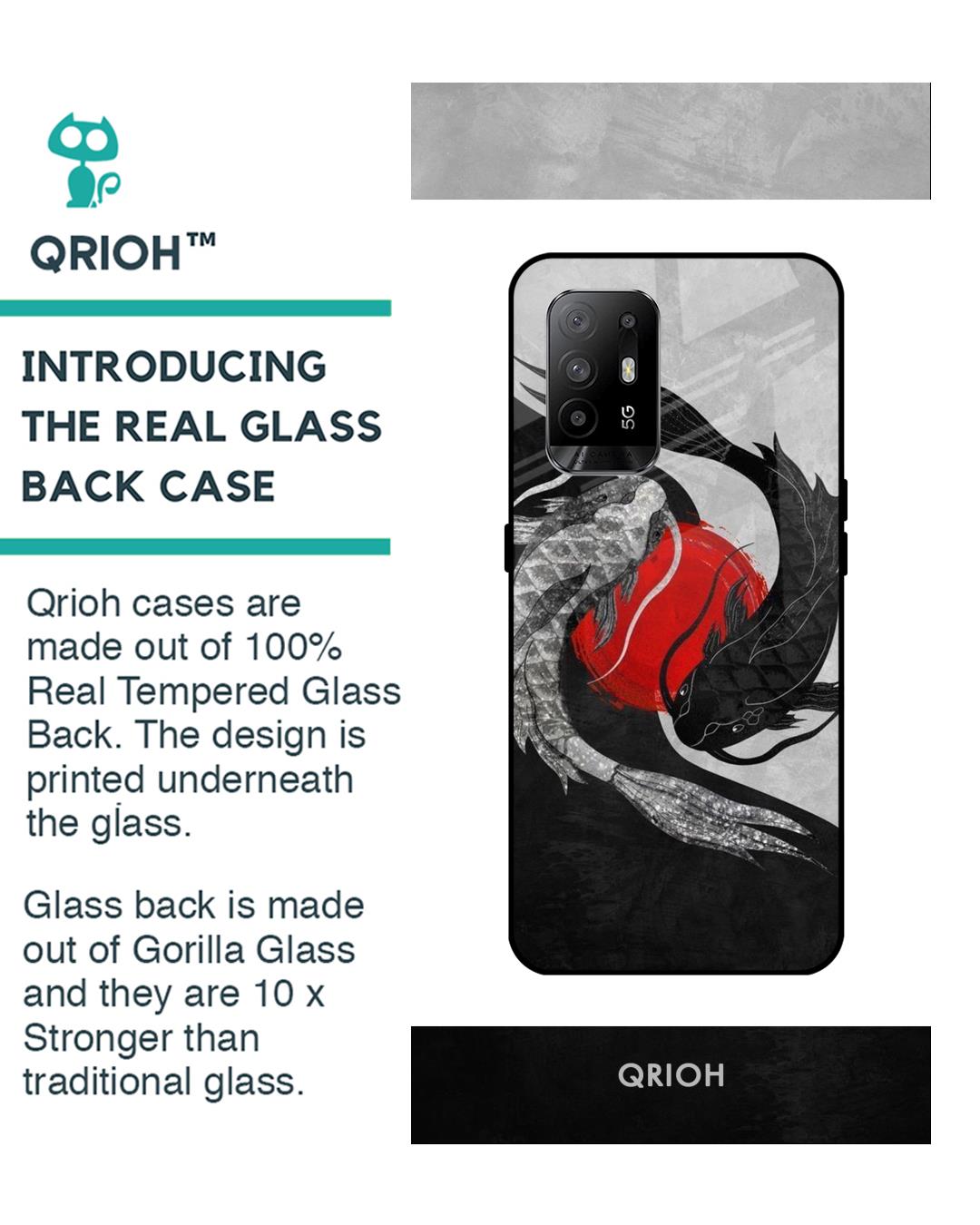 Shop Japanese Art Printed Premium Glass Cover For Oppo F19 Pro Plus (Impact Resistant, Matte Finish)-Back
