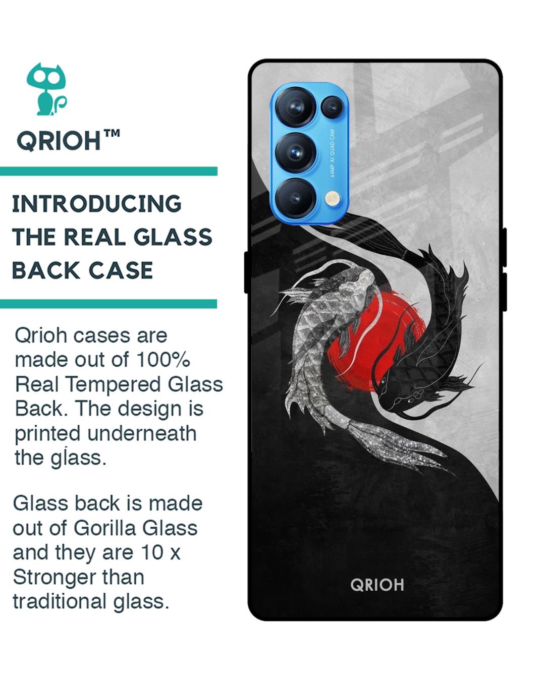 Shop Japanese Art Printed Premium Glass Cover For Oppo Reno 5 Pro (Impact Resistant, Matte Finish)-Back