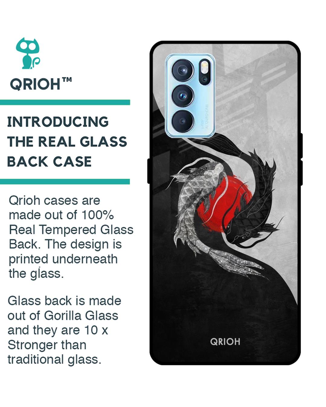 Shop Japanese Art Printed Premium Glass Cover For Oppo Reno6 5G (Impact Resistant, Matte Finish)-Back