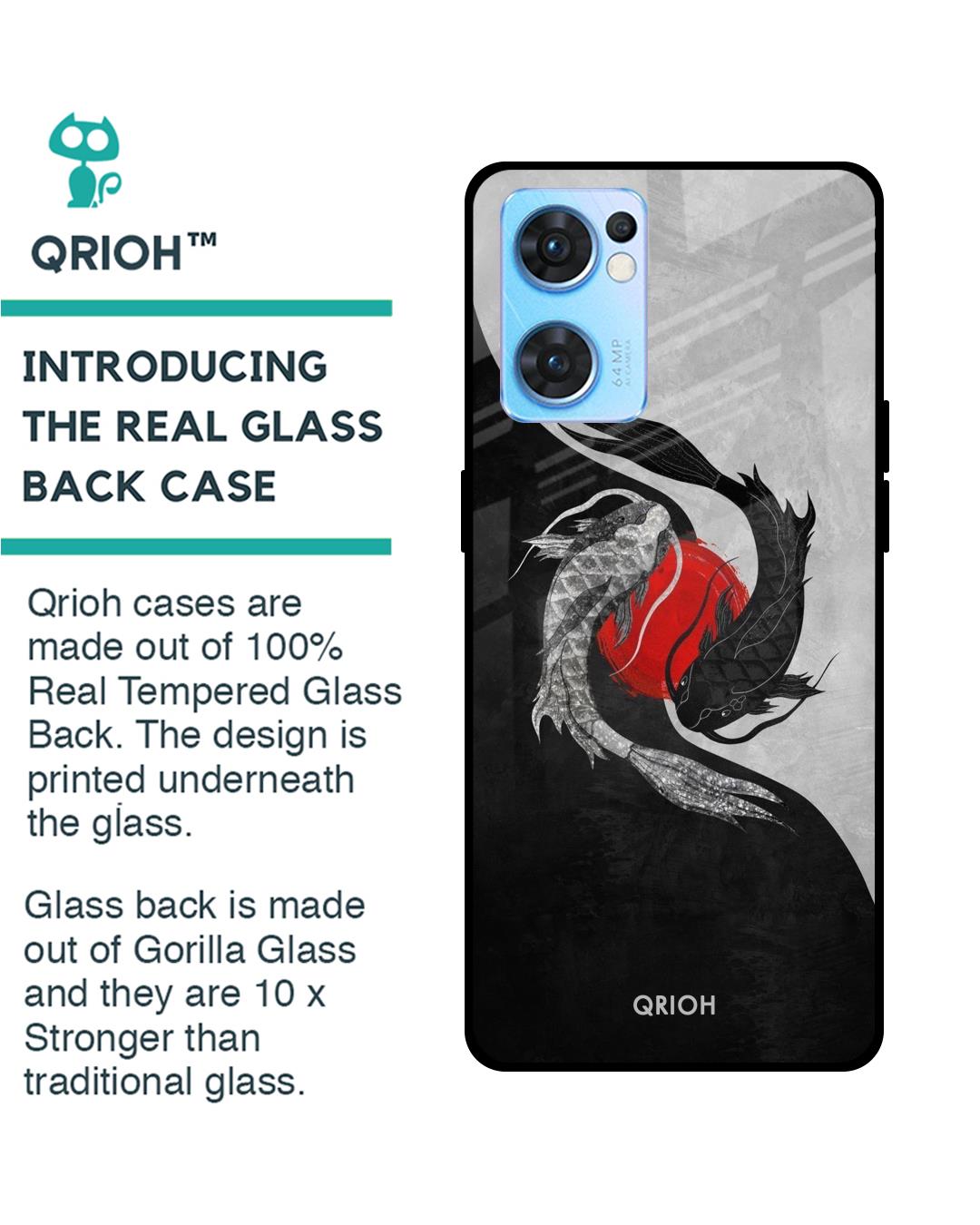 Shop Japanese Art Printed Premium Glass Cover For Oppo Reno7 5G (Impact Resistant, Matte Finish)-Back