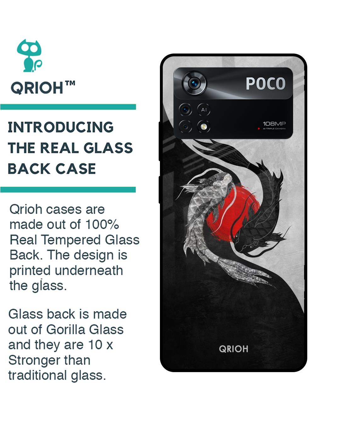 Shop Japanese Art Printed Premium Glass Cover for Poco X4 Pro 5G (Shock Proof, Scratch Resistant)-Back