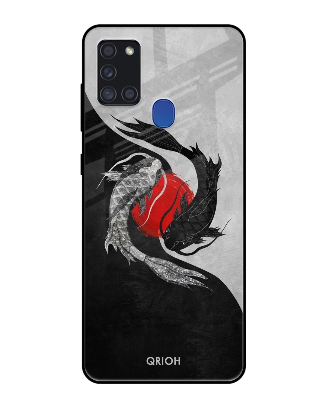 Shop Japanese Art Printed Premium Glass Cover For Samsung Galaxy A21s(Impact Resistant, Matte Finish)-Back