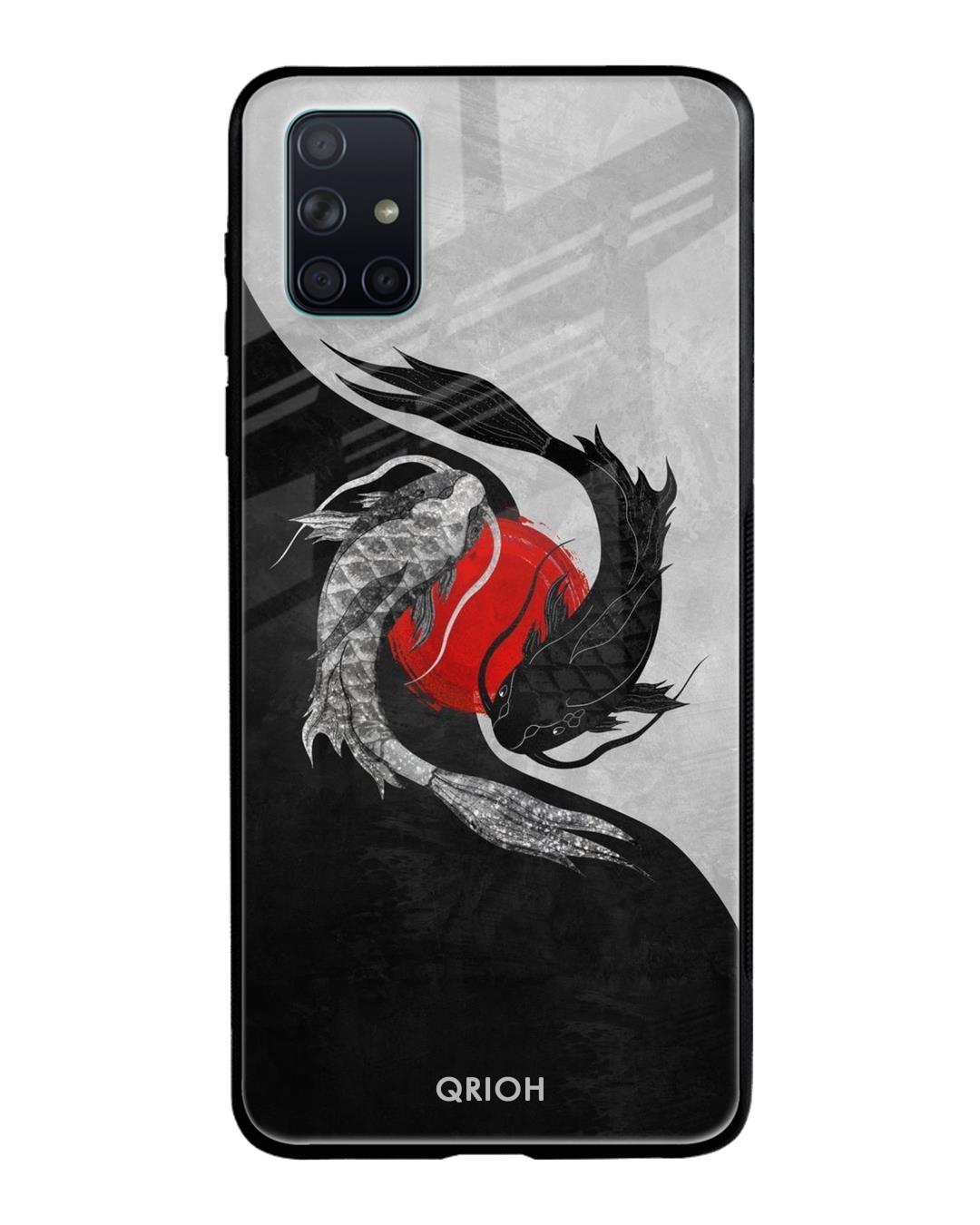 Shop Japanese Art Printed Premium Glass Cover For Samsung Galaxy A71(Impact Resistant, Matte Finish)-Back