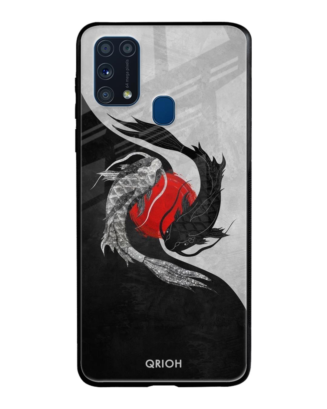 Shop Japanese Art Printed Premium Glass Cover For Samsung Galaxy M31(Impact Resistant, Matte Finish)-Back