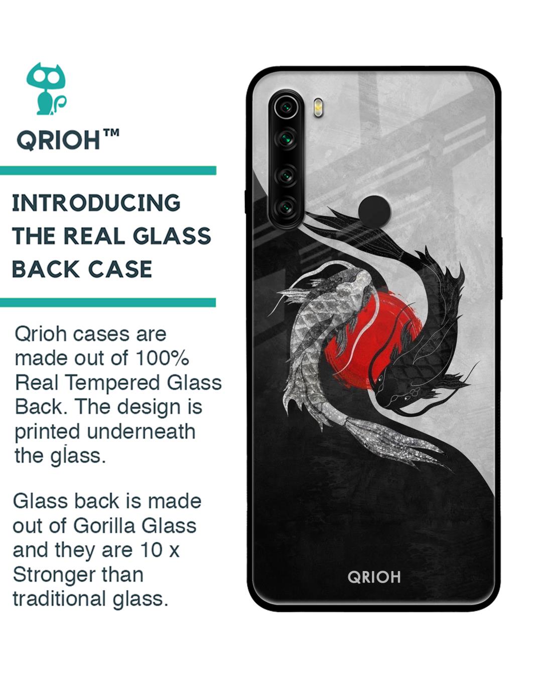 Shop Japanese Art Printed Premium Glass Cover For Xiaomi Redmi Note 8 (Impact Resistant, Matte Finish)-Back