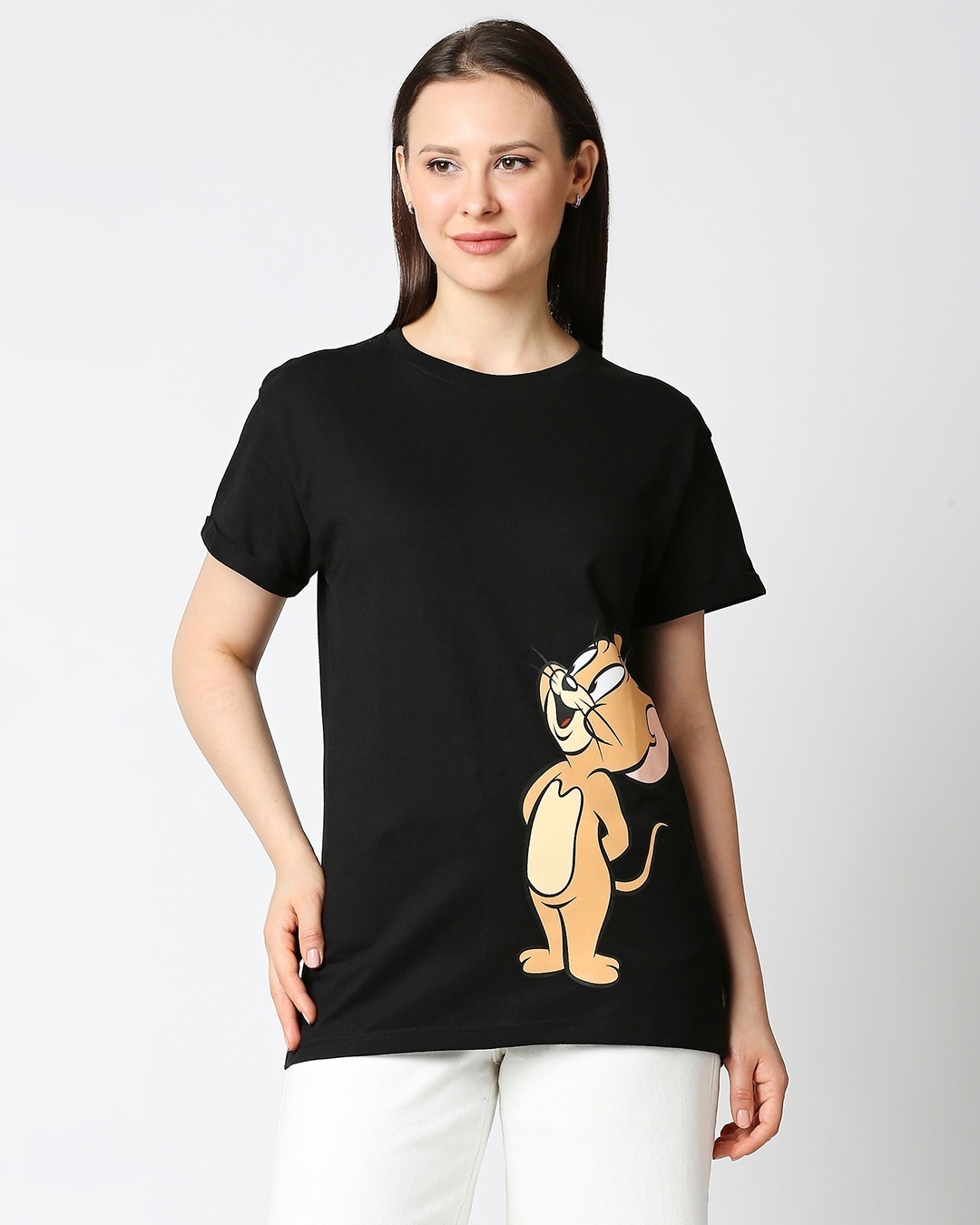 Shop Women's Black Jerry Graphic Printed Boyfriend T-shirt-Back
