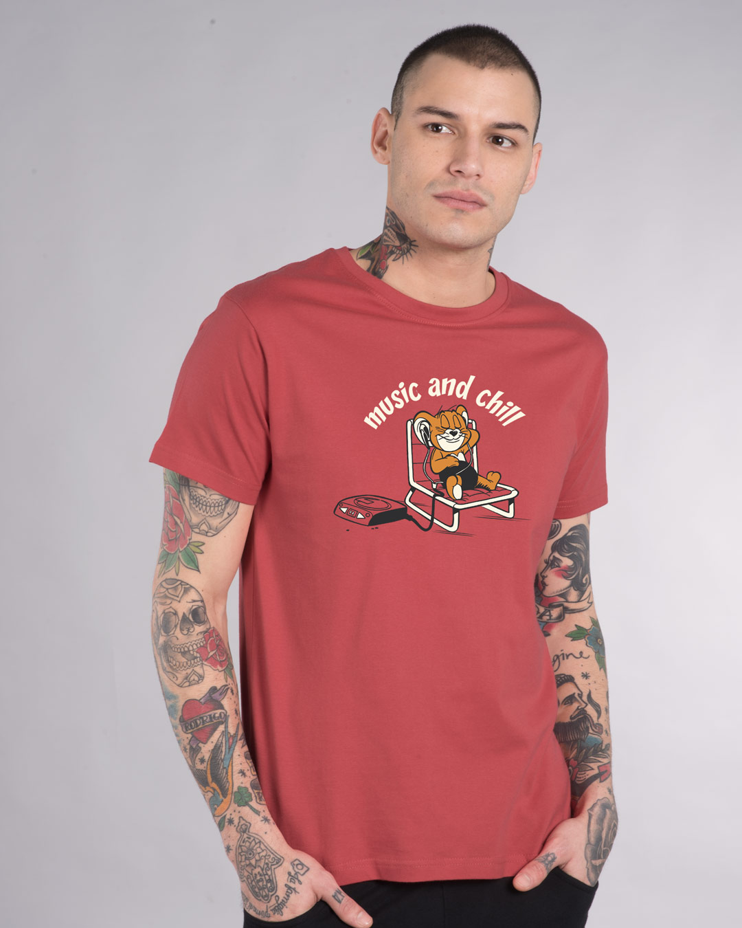 Shop Jerry Music And Chill Half Sleeve T-Shirt (TJL)-Back