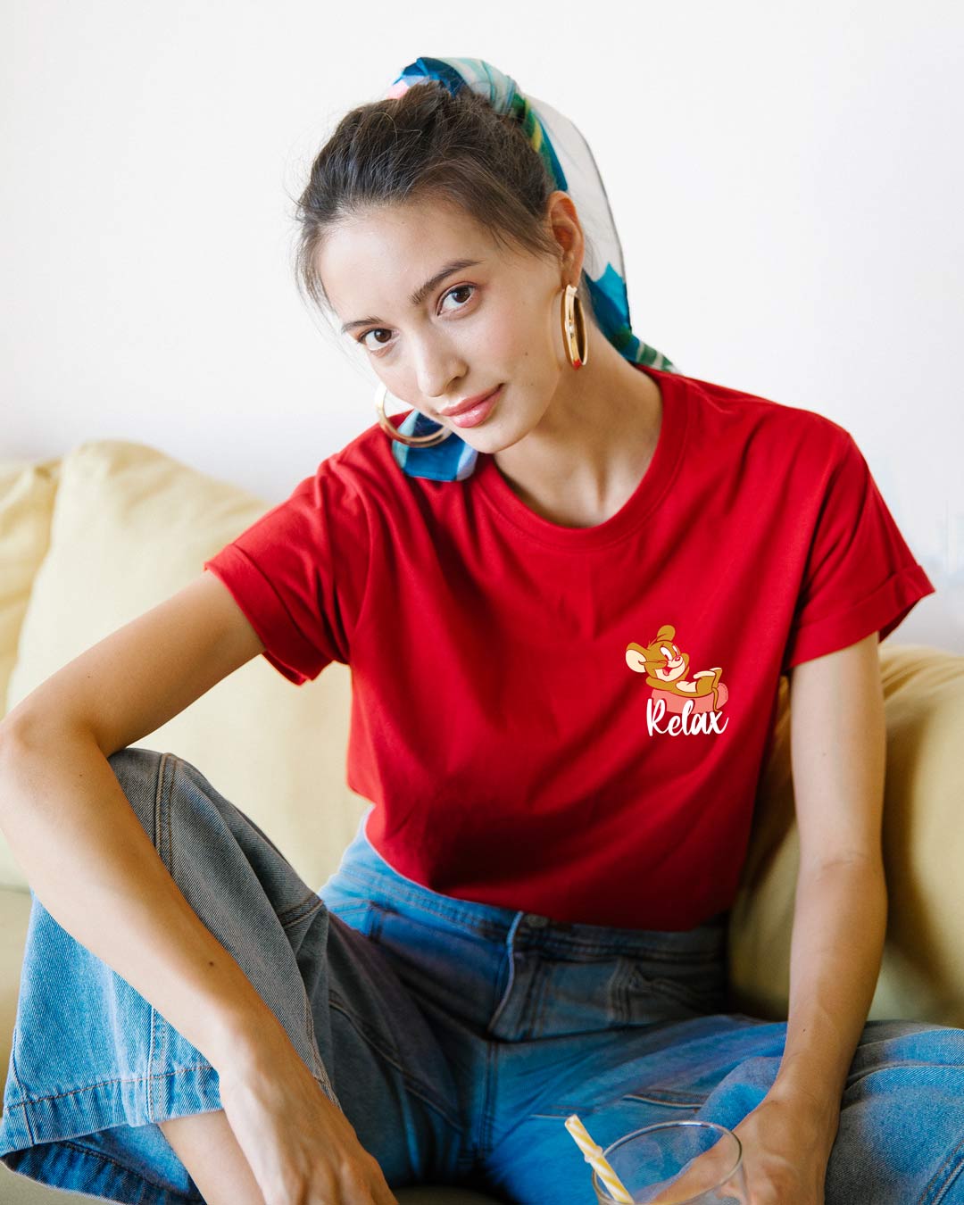 Shop Jerry Relax Boyfriend T-Shirt (TJL) Bold Red-Back