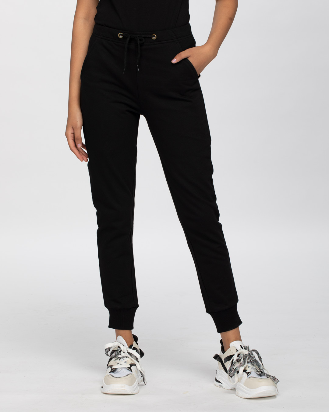 women's black joggers with pockets