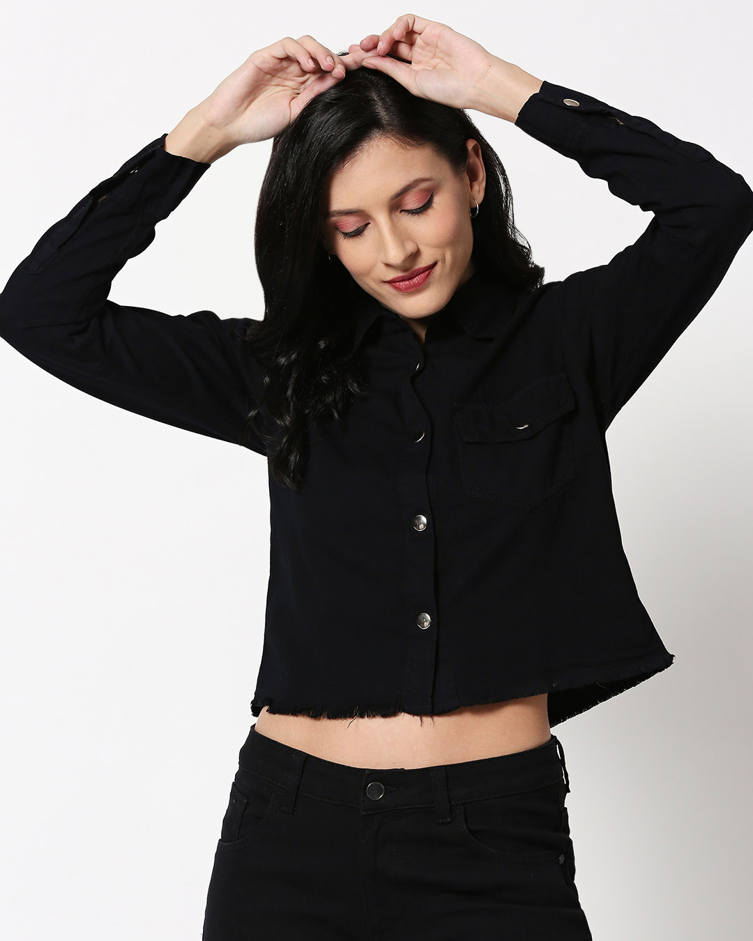 Buy Jet Black Denim Shacket Online at Bewakoof