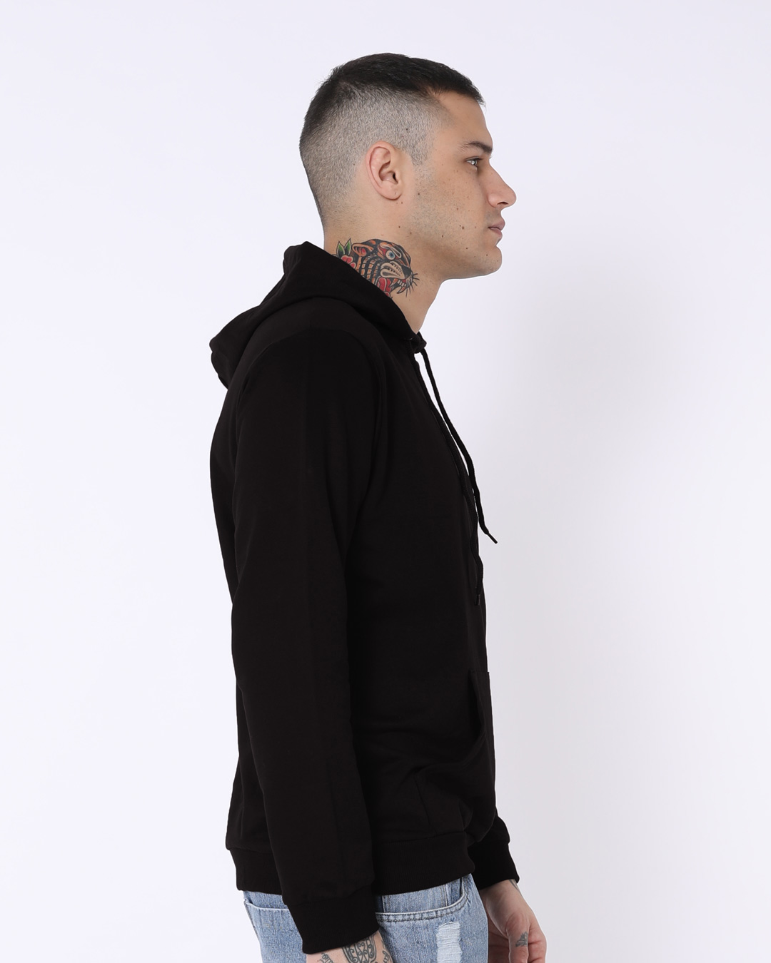 Shop Jet Black Fleece Hoodies-Back