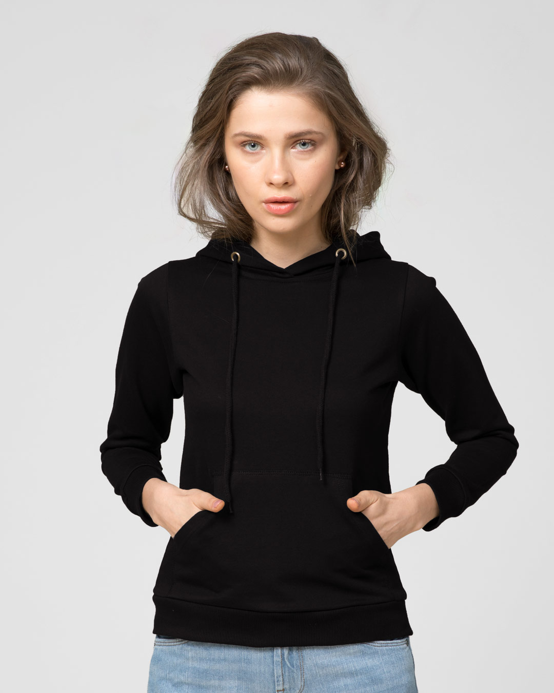 tight black sweatshirt