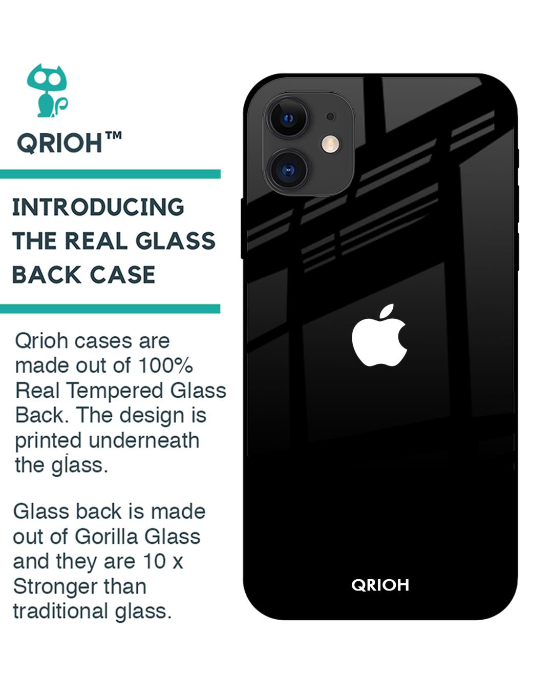 Shop Jet Black IPhone 12 Mini Premium Glass Case (Gorilla Glass & Shockproof Anti-Slip Silicone)-Back