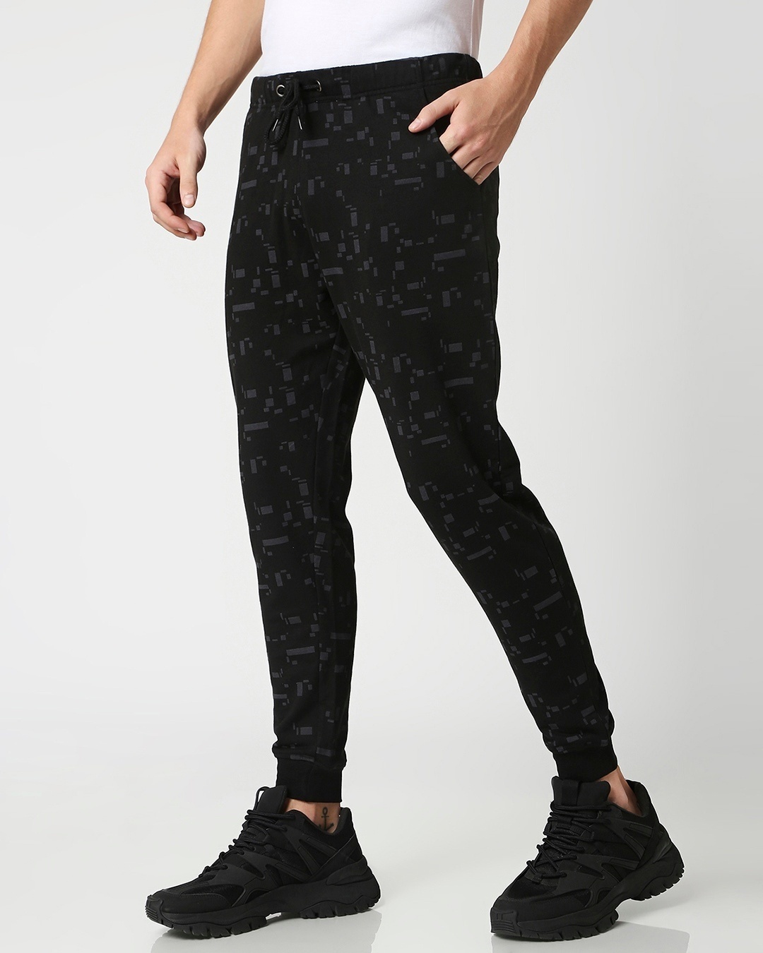 Shop Jet Black Men's Collab Joggers-Back