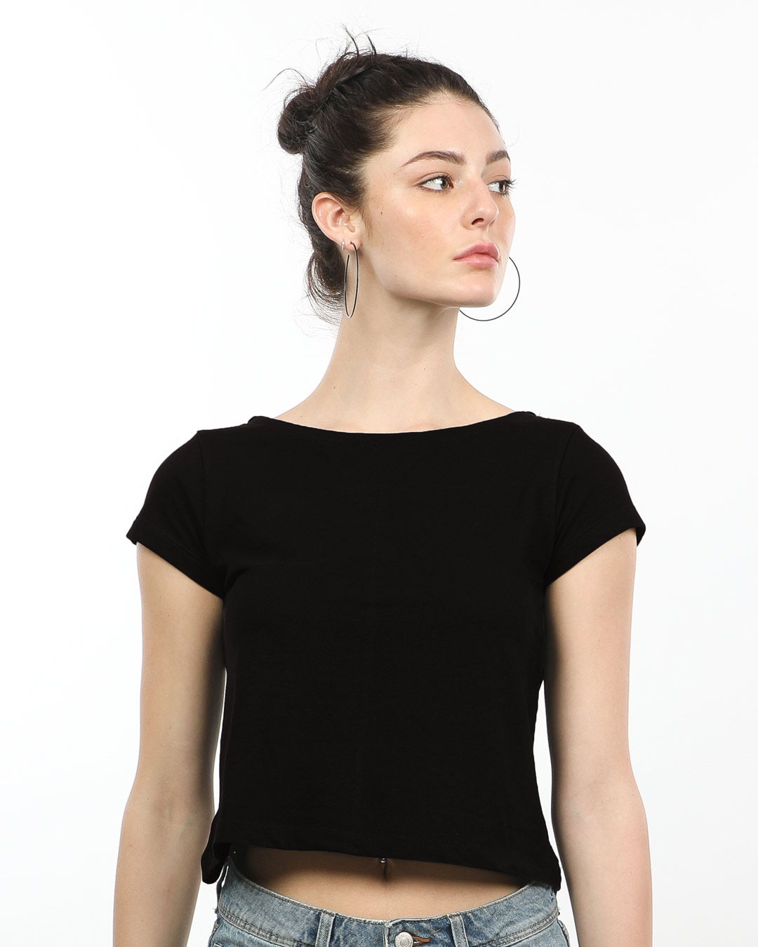 Black Pique Crop Top - Plain Womens Pique Crop Top @Best Price India - Bewakoof.com