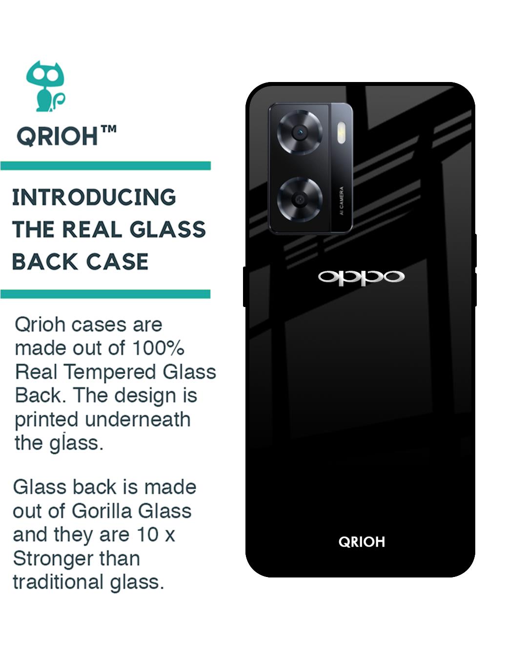 Shop Jet Black Premium Glass Case for OPPO A77s (Shock Proof,Scratch Resistant)-Back