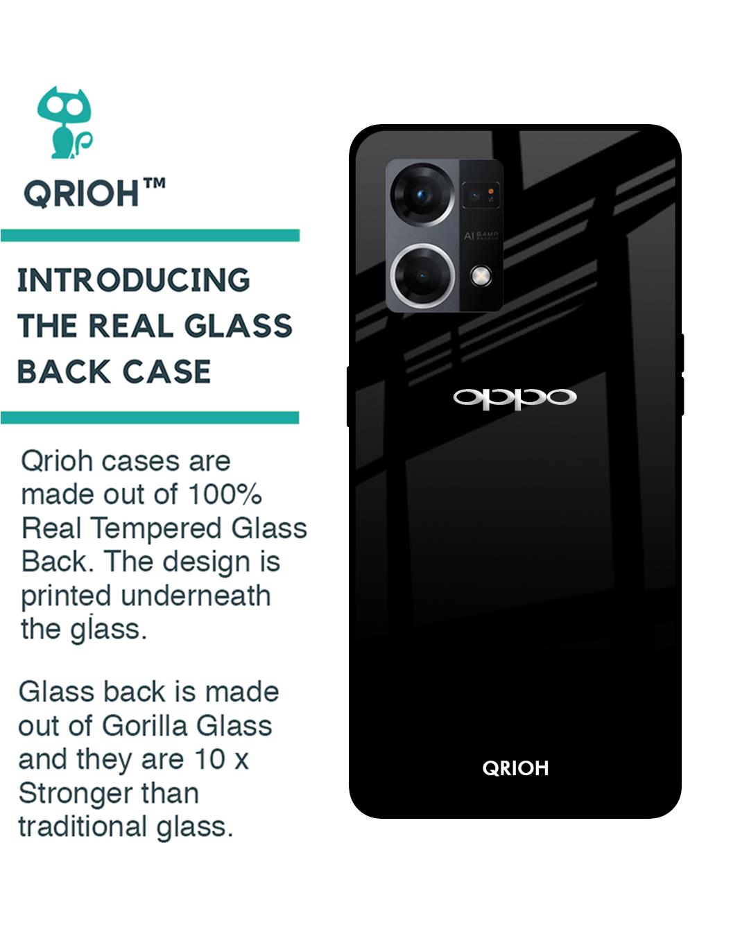 Shop Jet Black Premium Glass Case for Oppo F21s Pro (Shock Proof, Scratch Resistant)-Back