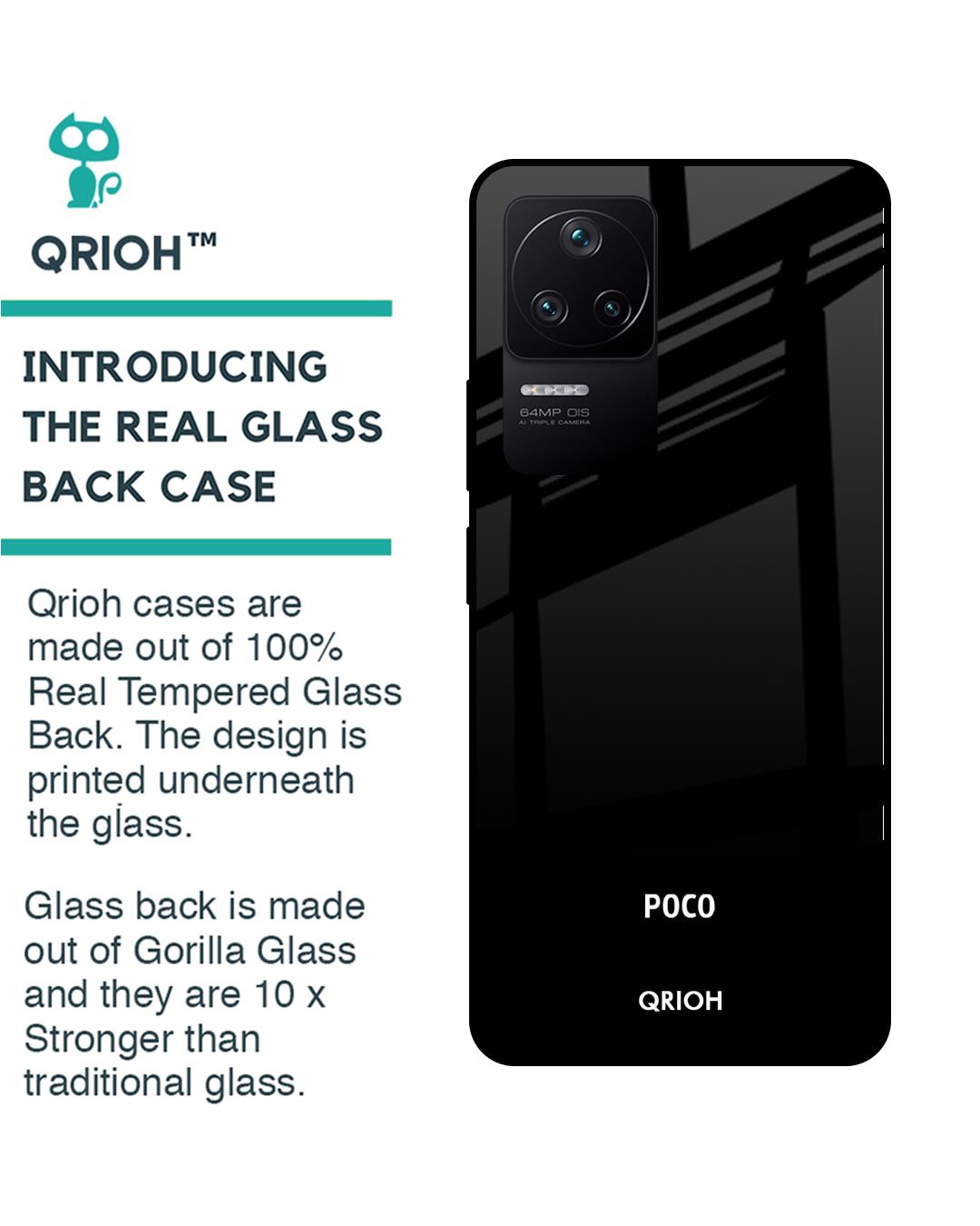 Shop Jet Black Premium Glass Case for Poco F4 5G (Shock Proof, Scratch Resistant)-Back