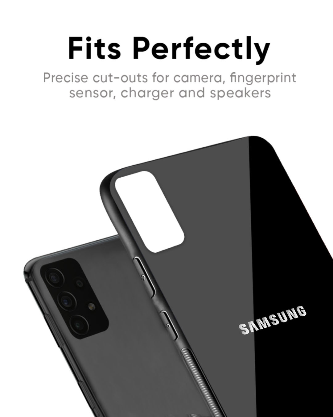 Shop Jet Black Premium Glass Case for Samsung Galaxy M14 5G (Shock Proof, Scratch Resistant)-Back