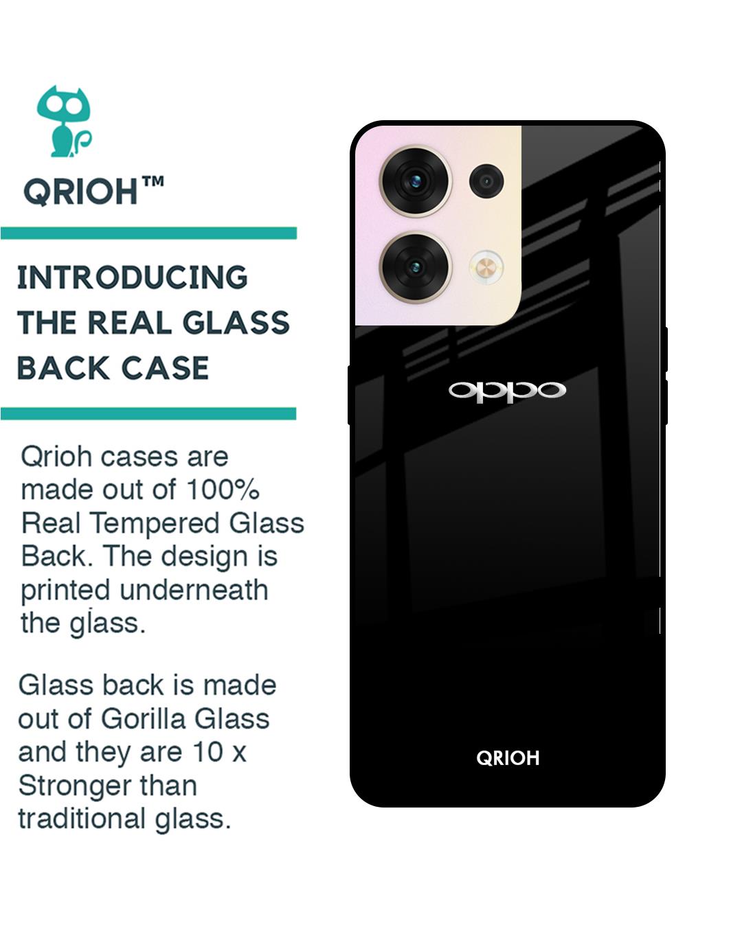 Shop Jet Black Premium Glass Cover for Oppo Reno8 5G (Shockproof, Light Weight)-Back