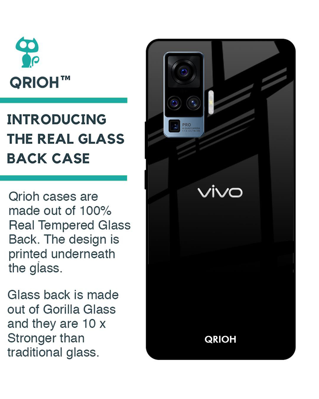 Shop Premium Glass Cover for Vivo X50 Pro (Shock Proof, Lightweight)-Back