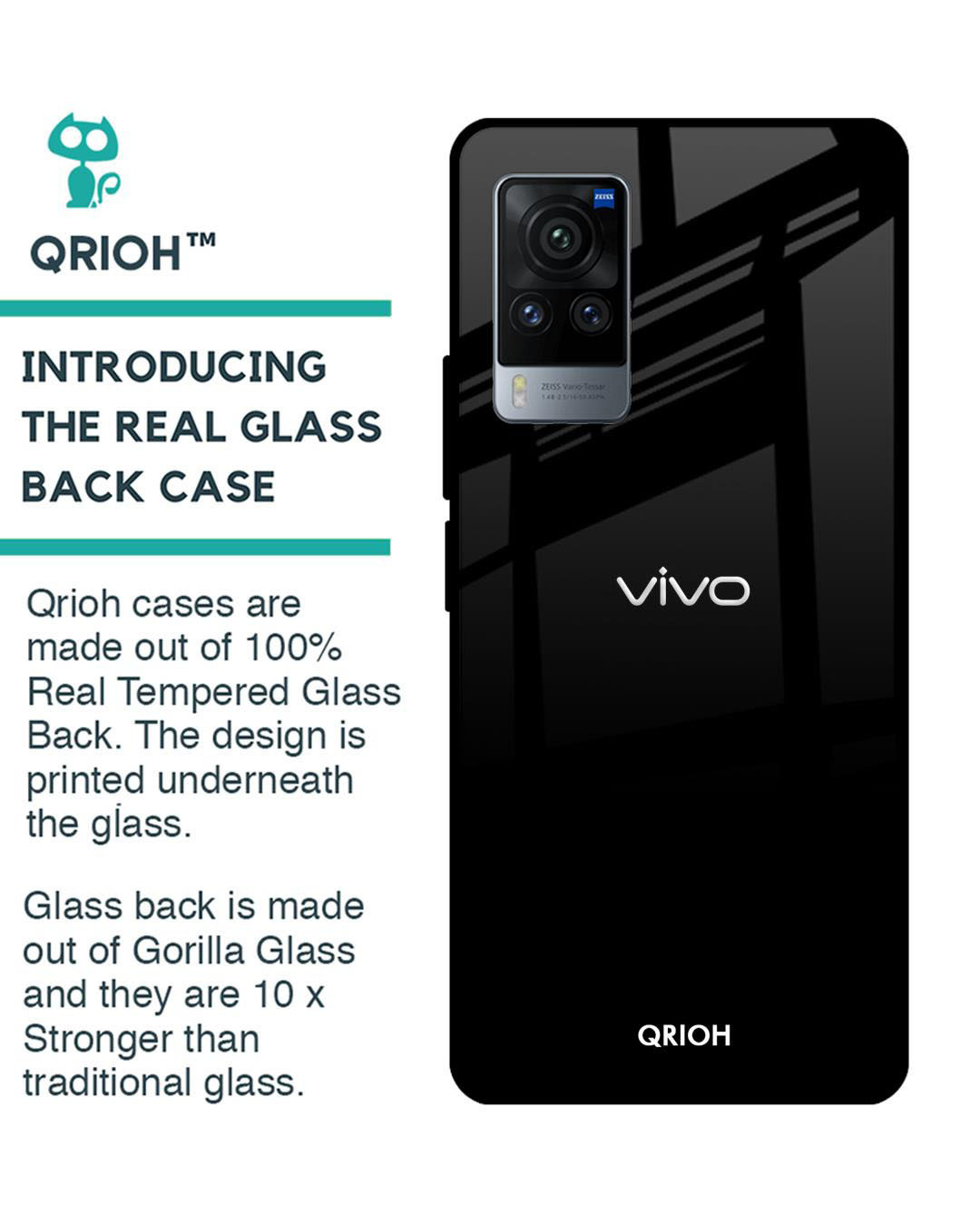 Shop Premium Glass Cover for Vivo X60 Pro (Shock Proof, Lightweight)-Back