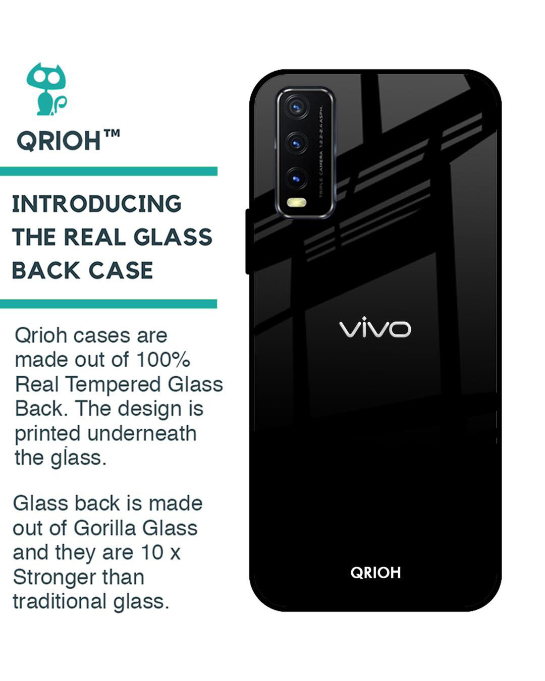 Shop Premium Glass Cover for Vivo Y20 (Shock Proof, Lightweight)-Back