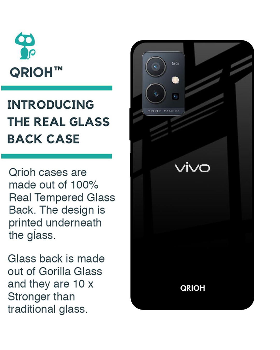 Shop Premium Glass Cover for Vivo Y75 5G (Shock Proof, Lightweight)-Back