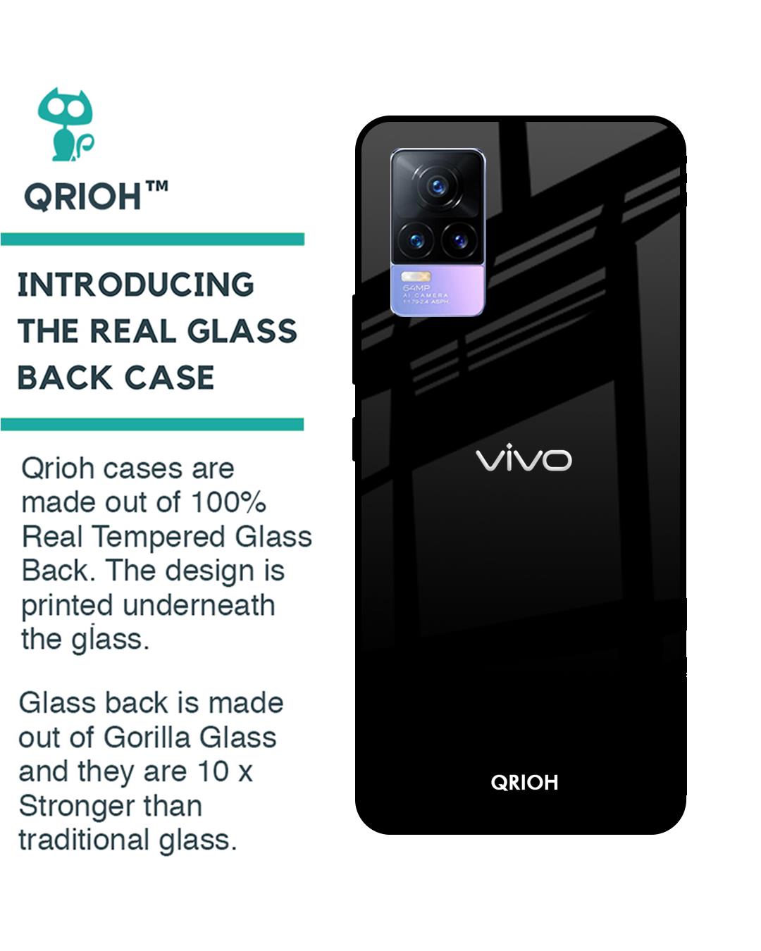 Shop Jet Black Printed Premium Glass Cover for Vivo Y73 (Shockproof, Light Weight)-Back