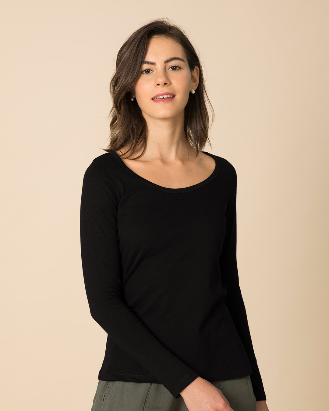 plain black full sleeve t shirts for ladies