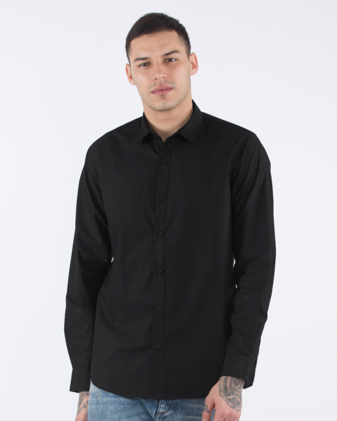 Buy Jet Black Slim Fit Shirt for Men black Online at Bewakoof