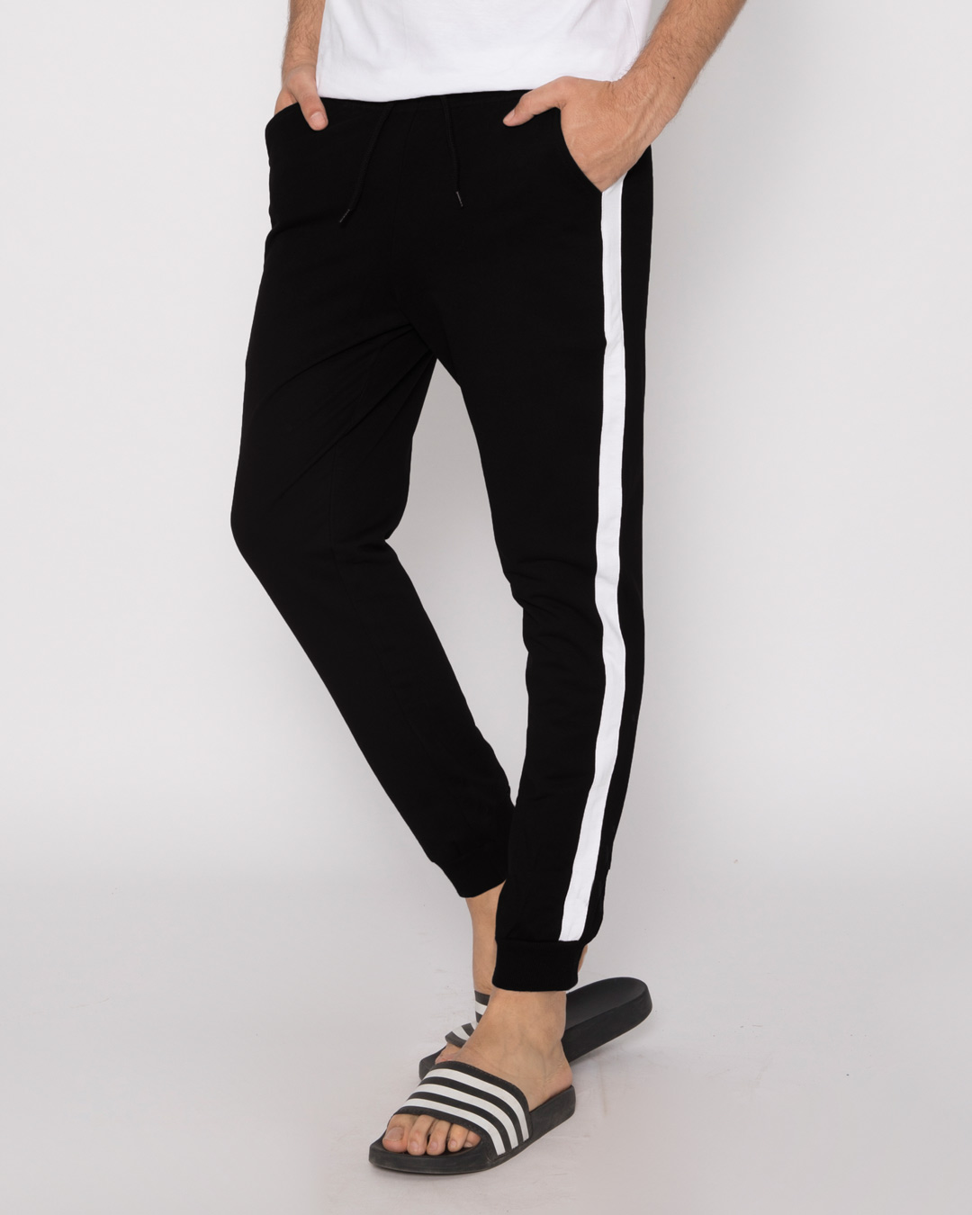 black and white joggers men's