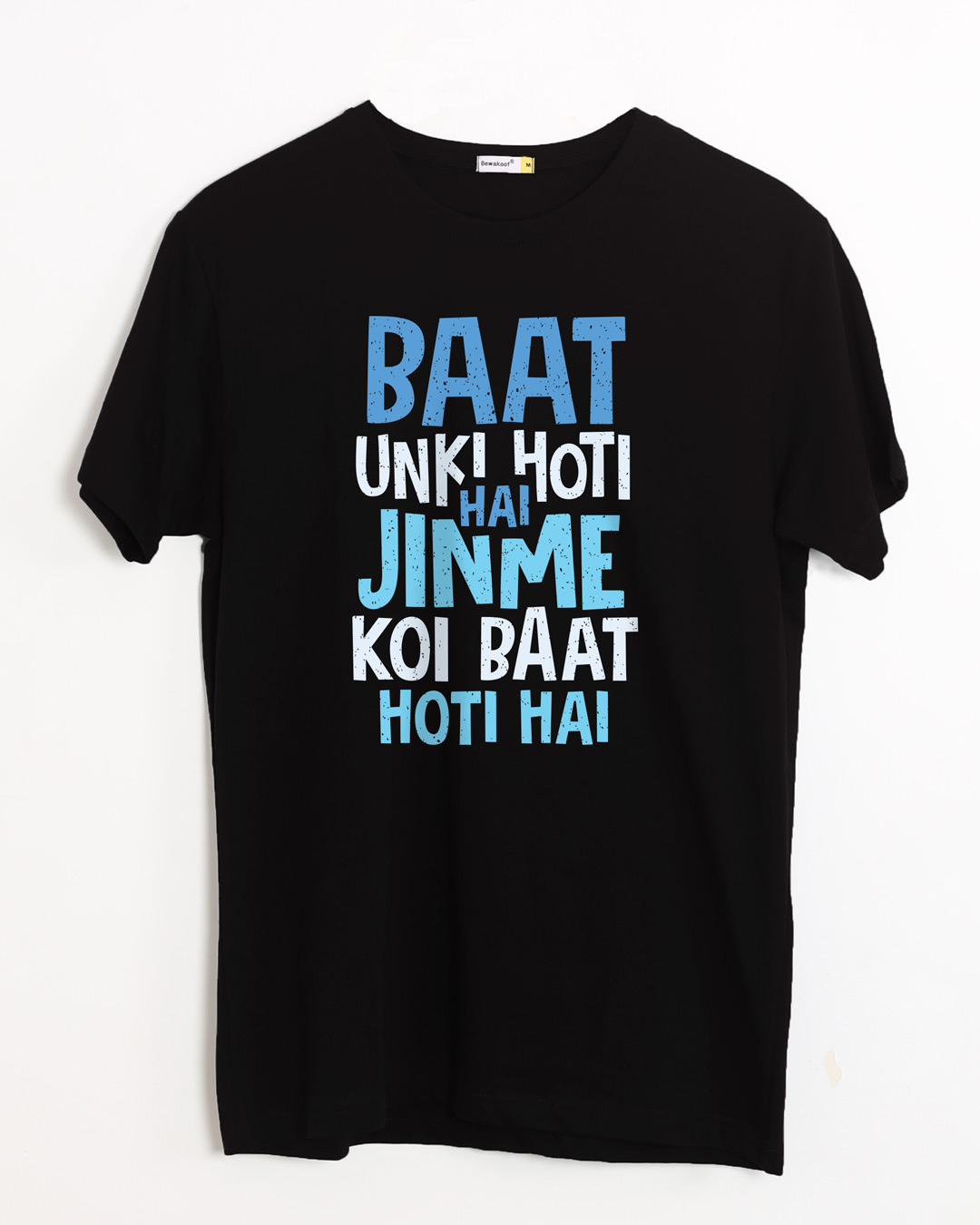 Buy Jinme Koi Baat Hoti Hai Black Printed Half Sleeve T-Shirt For Men ...