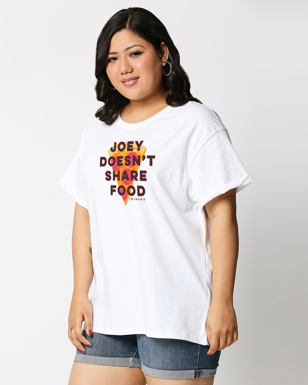 Shop Joey Doesn't Share(FRL) Boyfriend Plus Size T-Shirt-Back