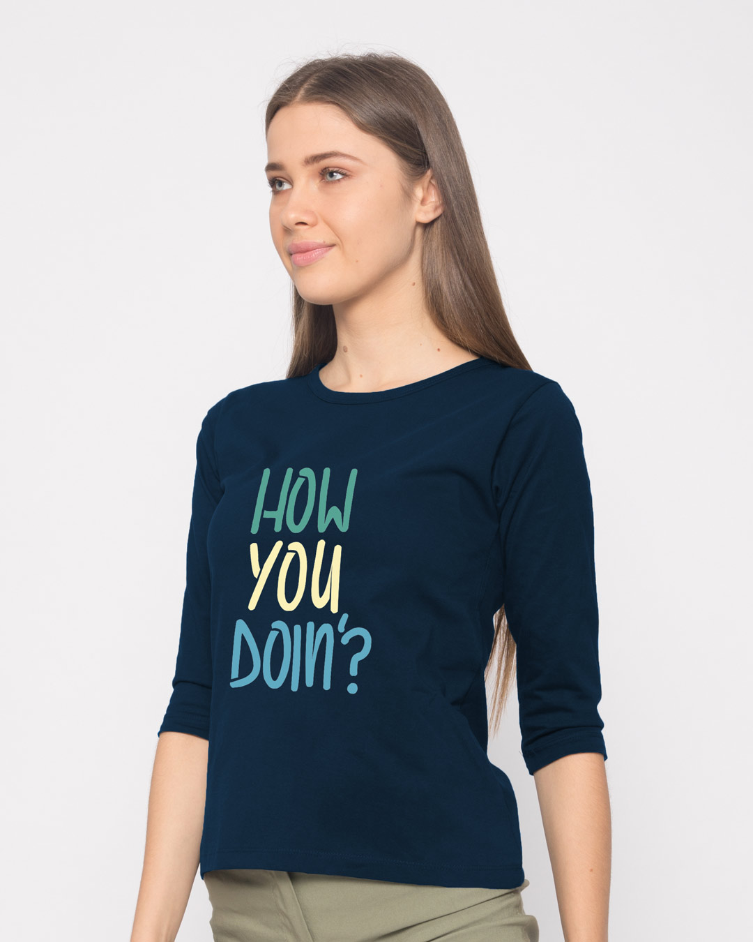 Shop Joey How You Doin Round Neck 3/4th Sleeve T-Shirt-Back