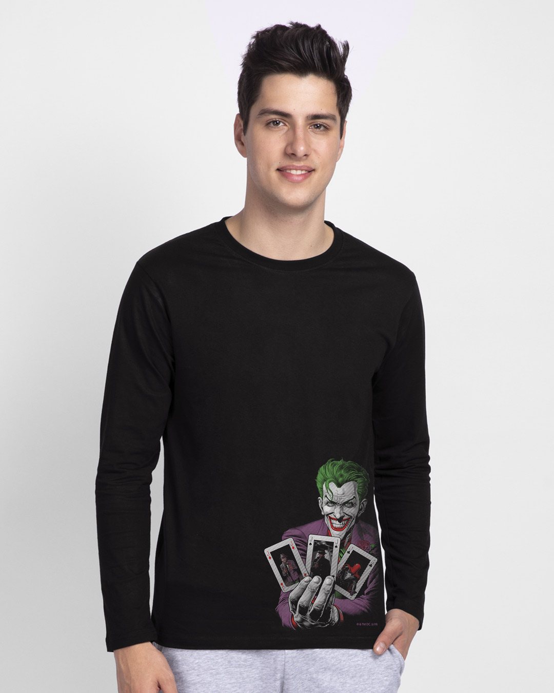 Shop Men's Black Joker Cards Graphic Printed T-shirt-Back