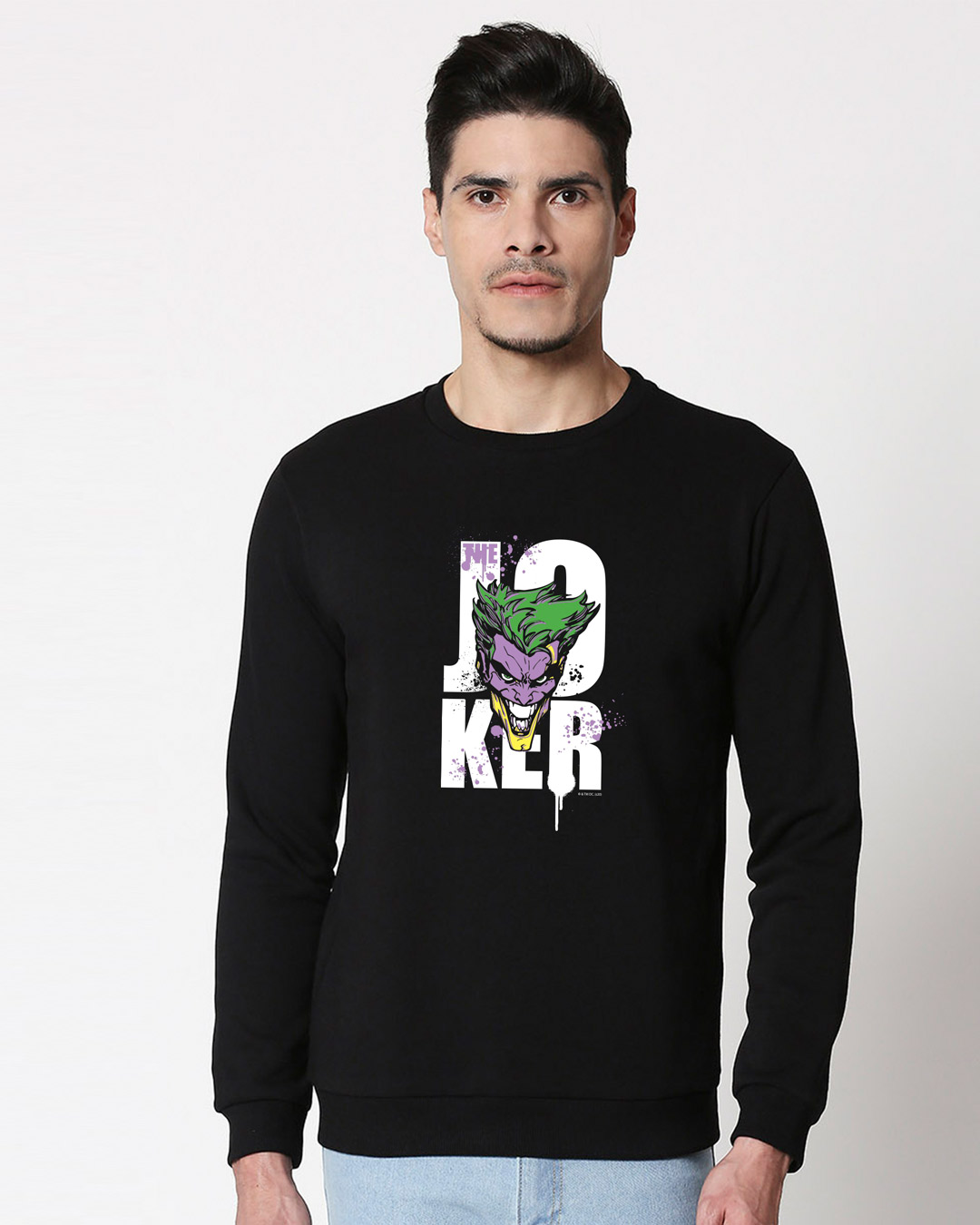 

Joker Splash (BML) Fleece Sweater Men' Printed Fleece Sweater Bewakoof.com, Black