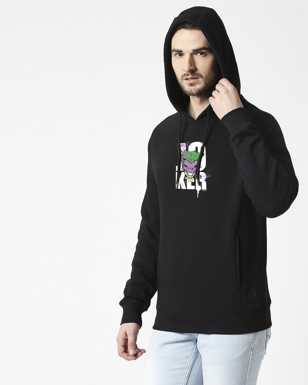 Shop Joker Splash Stylised Panel Hoodie Sweatshirt (BML)-Back
