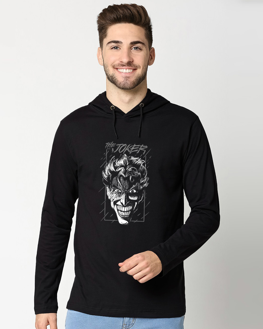 Shop Joker stare (BML) (GID) Full Sleeve Hoodie T-Shirt-Back