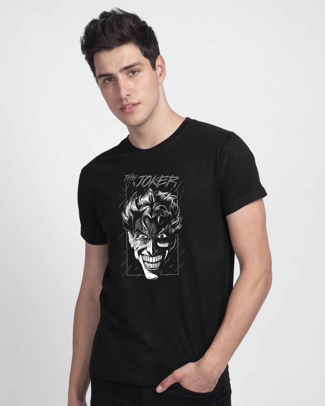 Shop Joker Stare Glow In Dark Half Sleeve T-Shirt (BML) -Back