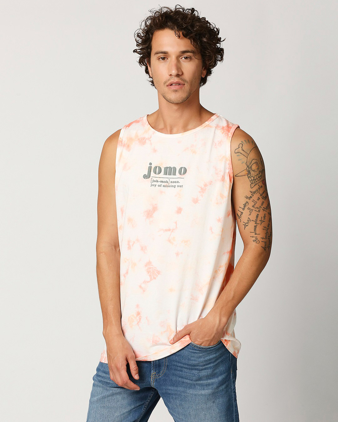 Shop Jomo Men's Tye & Dye Printed Vest-Back